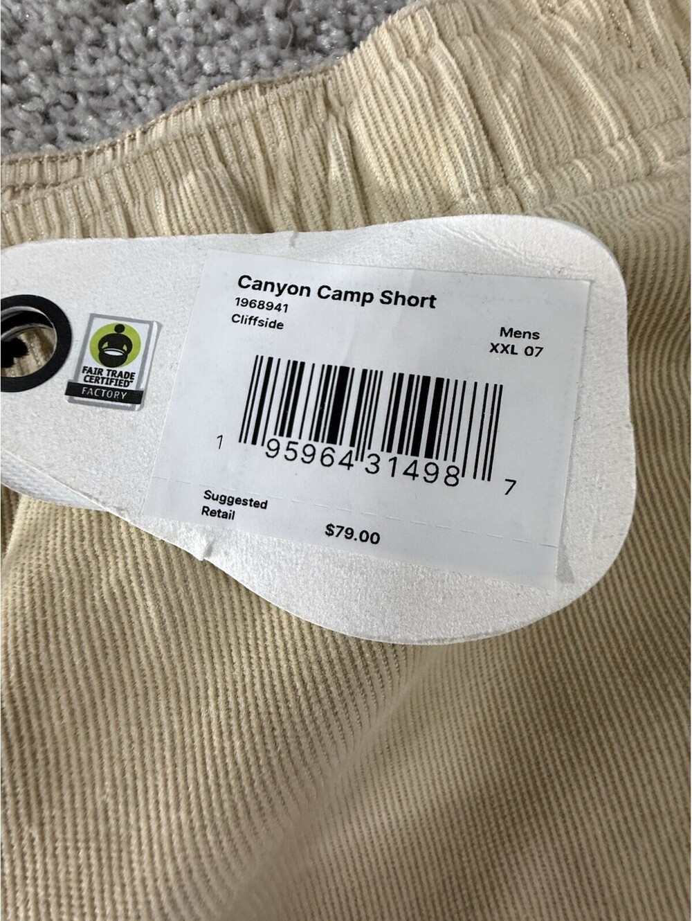 NWT Prana Mens Canyon Camp Cordoury Cliffside Shorts XXL